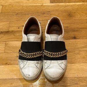 Women’s White givenchy Sneakers with Black Strap and Gold Chain